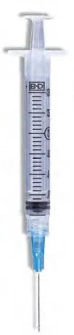 Syringes with needles 20 gauge, 3ml, 1.5 inch needle - box of 25