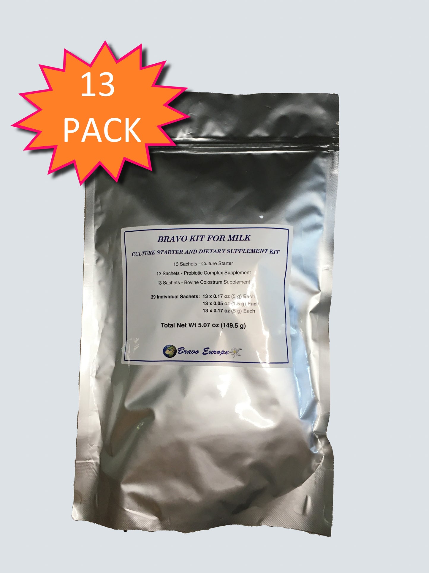 Stock Order Bravo GcMAF Yogurt Starter Powder Thirteen (13) 1 Liter Packs (Best before Mar 2026) Order by 4/27/25 Ships 4/30/25