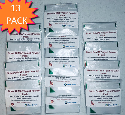 Stock Order Bravo GcMAF Yogurt Starter Powder Thirteen (13) 1 Liter Packs (Best before Mar 2026) Order by 4/27/25 Ships 4/30/25