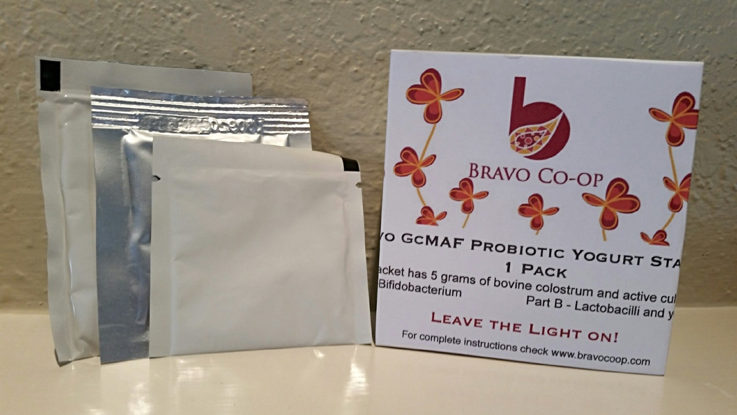 Bravo GcMAF Starter Powder (1) pack, makes 1 Liter of dairy yogurt