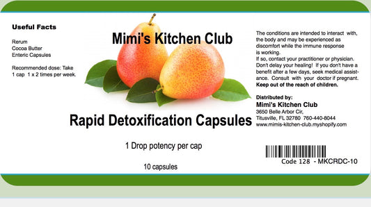 Mimi's Kitchen Club Rapid Detoxification Capsules - 10 caps (3 drops of Rerum)